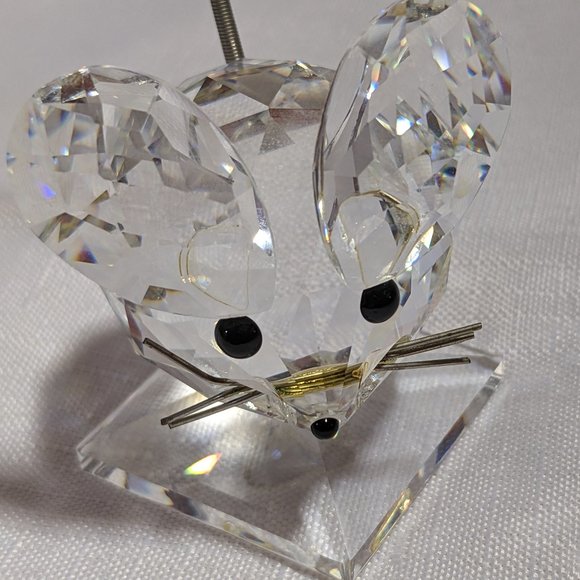Lge Swarovski 1980's Mouse Spring Tail Sits on A Square Base Not Original Box - Picture 12 of 12